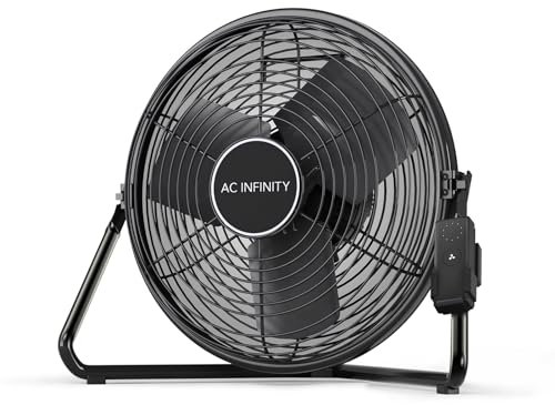 AC Infinity CLOUDLIFT S12, Industrial Wall Fan 30cm with Wireless 10-Speed Controller EC-Motor High-Velocity Shop Fan Floor Stand or Wall Mount for Hydroponics Greenhouses Workshop Circulation 12-Inch