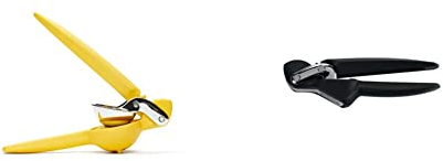 Chef'n PalmZester Palm-Sized Lemon Zester, Handheld Citrus Grater, Green, 9 x 7.5 x 4 cm & Chef'n FreshForce Garlic Press, Handheld Manual Garlic Crusher, 19 x 3 x 5.5 cm