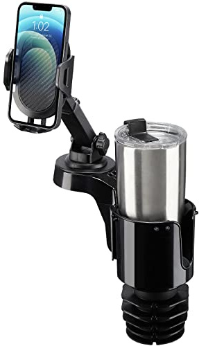 JOYTUTUS Cup Holder Phone Mount for Car, Car Cellphone Large Adapter Long Arm with 360 Degree Rotation, Compatible with iPhone, Samsung & All Smartphones,Black,1 Pack