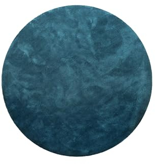 Homie Living Kuscheliger & Flauschiger Hochflor- Teppich für Wohnzimmer, Schlafzimmer und Kinderzimmer - PISA (120 cm rund, Petrol türkis)