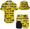 Wdpsuxin Herren-Trainingsanzug, Hawaii-Trainingsanzug, Button-Down-Shirt und Kompressionsfutter, Shorts, Sets mit Eimerhüten, 2-teilig, Sonnenbrille, Gummiente, Large