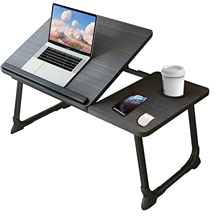 Upgraded Laptop Desk,Laptop Bed Table with Foldable Legs & Cup Slot, Non-Slip Table Lag Pod and Off Baffle,Laptop Tray for Bed Sofa Notebook Breakfast Work Study Reading Kids