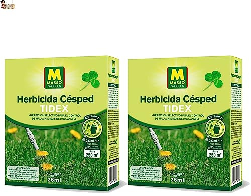 BricoLoco.com Herbicida selectivo césped Tidex hoja ancha. Pack 2x25ml. Hasta 500 m2. Fluroxipir. Control malas hierbas anuales y perennes (trébol, diente de león, correhuela, etc.). Sistémico (2)