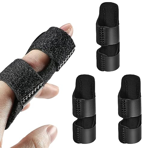 Euiooctory Fingerschiene, 3 Stück Verstellbare Fingerbandage, Stacksche Schiene mit Eingebautes Aluminiumband für Gebrochene, Verstauchte, Arthritis und Sehnenentzündung, Unisex, Einheitsgröße