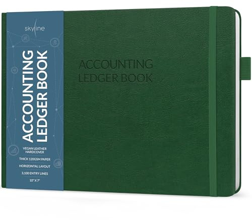Skyline Accounting Ledger Book for Bookkeeping Business, Dark Green