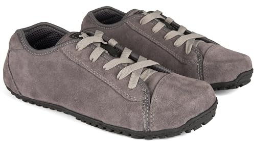 Magical Shoes Chaussures pieds nus élégantes pour homme et femme - Chaussures minimalistes - Loisirs - Voyage - Outdoor - Randonnée - Flexibles - Antidérapantes - Promenade, daim gris, 38 EU Large