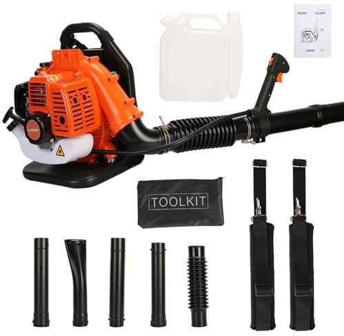 CUSROS 52cc Petrol Backpack Leaf Blower, 1.25ph High Power 550CFM Gas Backpack Garden Snow Blower with Cruise Control Handle, 2-stroke Single Cylinder Air-cooled Engine, Easy Start