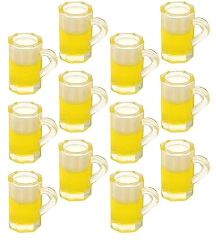 jojofuny 20pcs Miniature Beer Mugs Realistic Landscape Decor for Dollhouses Mini Beer Cups for Creative Home Accessories for Boys and Girls Play and Room Decoration