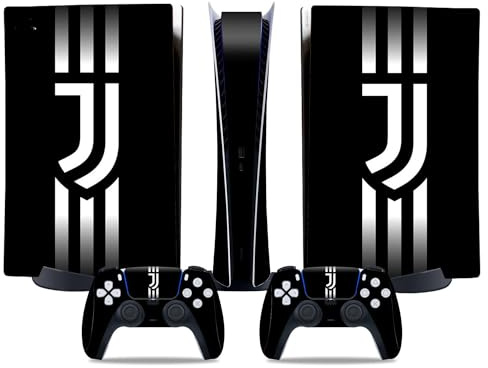 MaD Vision® Extra-Durable Skin Kit per PlayStation 5 (PS5) Digital | Set di Pellicole Adesive in Vinile Opaco per la Console e 2 Controller - per Juventus Design