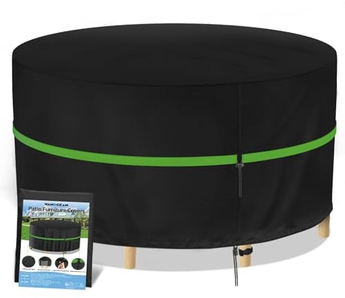 Wanocean Gartenmöbel Abdeckung, Gartentisch Schutzhülle Wasserdicht, 420D Oxford Abdeckplane Gartenmöbel,Anti-UV Reißfest Rund Paletten Möbel Abdeckung(190x80cm)