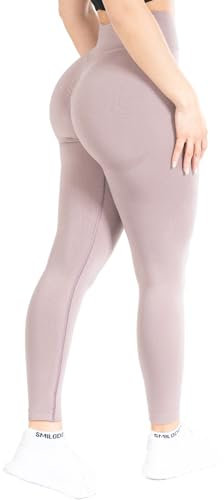 SMILODOX Leggings Damen Slayton Scrunch, Seamless Push-Up Sporthose High Waist V-Shape Bund Sportleggings Invisible Scrunch Blickdicht Yogahose für Fitness Gym Yoga & Alltag, Größe:L, Color:Violett