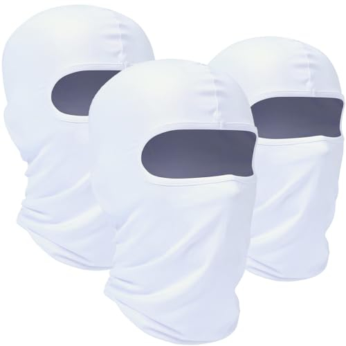 WTACTFUL 3er Set - Sturmhaube Motorrad Damen Herren Skimaske Balaclava Sommer Winter Haube Unter Helm Atmungsaktiv Winddicht Motorradfahren Fahrrad Radfahren Skifahren Snowboarden Weiß
