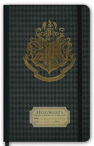 Harry Potter | Hogwarts Logo Gold | Hardcover Notizbuch A5 | mit Gummiband | liniert