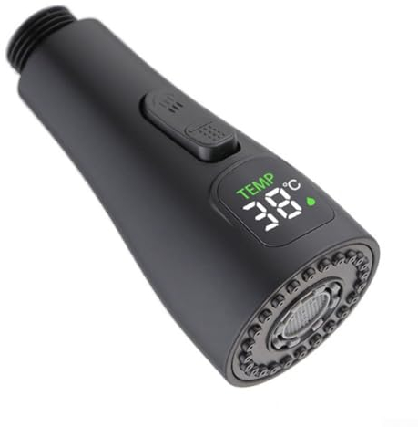 Grifo de grifo LED, boquilla de repuesto para grifo extraíble, grifo de cocina normal (negro)