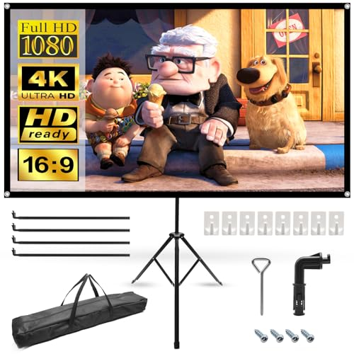 Telo Proiettore con Treppiede,HOPFROG Schermo Proiettore da Pavimento 80 Pollici Telo per Proiettore Portatile con Supporto per Home Cinema Theater All'aperto