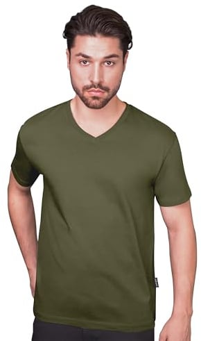 HRM Herren Luxury V-Neck Tee I Premium T-Shirt Herren V-Ausschnitt aus 100% Bio-Baumwolle I Basic T-Shirt bis 60°C waschbar I Hochwertige & nachhaltige Herren-Bekleidung