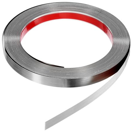 QUARKZMAN 39,4 ft x 0,59 Wandverkleidung zum Aufkleben und Anbringen von Rahmen, selbstklebende Edelstahlleiste mit gebürstetem Finish für Wand, Decke, Schrank, Fliesenkante, Silber