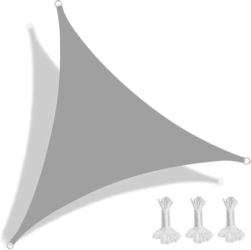 Vela Ombreggiante Triangolare da Giardino Impermeabile 4,5x4,5x4,5 m Antipolvere e Antivento Tenda a Vela Ombreggiante da Sole per Parete Esterna Portico Patio Cortile Balcone,Grigio Chiaro