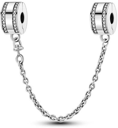 Wedanor Donna Ciondolo- Clip a catena di sicurezza circolare minimalista Argento 925 Colgantes con Zirconia cubica per Charm Bracciale