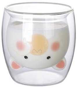 CAPIJIONG Xiong Xiong - Vaso de cristal de doble capa con diseño de oso de peluche de 200 ml