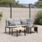 IKAYAA 3-TLG Balkonlounge Alu Gartenlounge Set Gartenmöbel Klein Balkonmöbel Sofagarnitur Balkon Gartenlounge Loungemöbel Alu Ecklounge Gartensofa Balkon Sofa mit Kissen Hellgrau