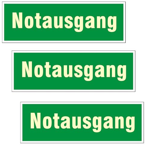 Luimode 3st Notausgang Schild | extra langnachleuchtend | PVC selbstklebend 300 * 100mm Protecticure Fluchtwegschild PVC Rettungszeichen/Rettungsschild/nachleuchtend