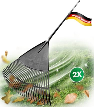 Novatool 2 escobas con mango telescópico de hasta 152 cm, escoba con 30 dientes de plástico, ancho de trabajo de 75 cm, rastrillo de jardín, rastrillo, rastrillo, rastrillo, escoba de paisaje,