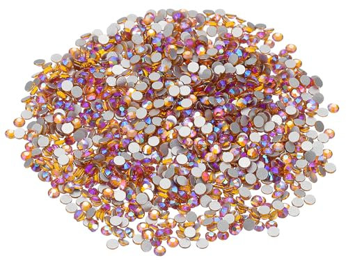 PATIKIL SS10/1440Pcs Glass Diamante Rhinestone, Crystal Glass Flat Back Rhinestones Round Crystal Man Made Gems Diamond Decor for Nail Art Craft Clothes DIY Makeup, AB Champagne