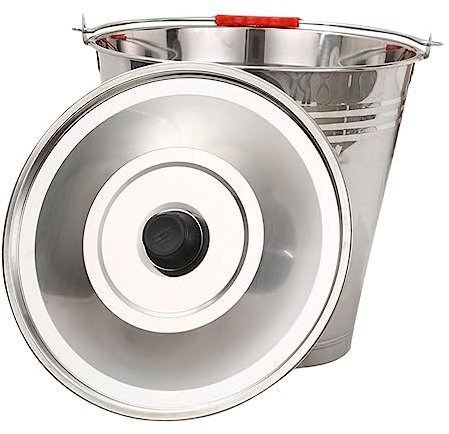 KICHOUSE multifunktionaler Milcheimer mit Deckel edelstahleimer eiswürfeleimer eiswürfel eimer Mehrzweckeimer Weinkühler-Eimer Metalleimer runder eimer aus edelstahl Rostfreier Stahl