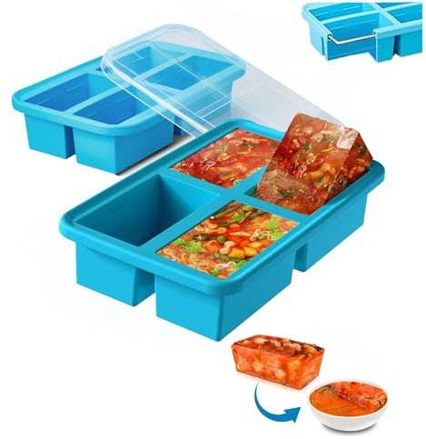 imuounl Large Silicone Soup Freezer Tray with Lid, Silicone Soup Cubes, Soup Freezer Food Cubes Container for Soup Sauce Meal Prep, Baby Food Freezer Trays(2Pack)