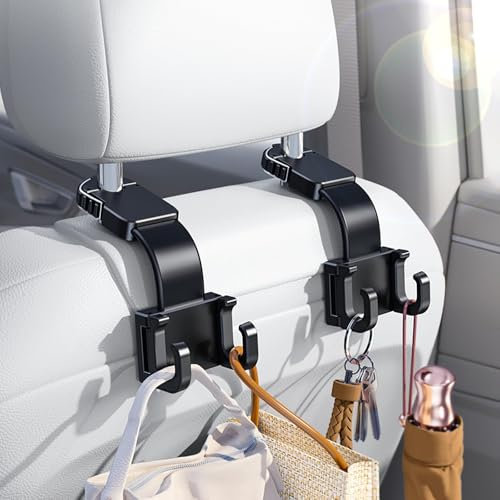 PANPHEN Adjustable Car Seat Headrest Hook, Folding Storage Headrest Hanger, Car Seat Holder Organizer For Purses, Bags, Cloths, Car Water Bottle Hooks Car Seat Assecories-1 Pack