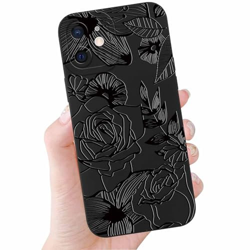 Foonary Cover per Apple iPhone 11 6,1, Nero Custodia Aesthetic Fiori Design Motivo Ragazze Donne Cellulare, Morbida Silicone TPU Bumper Antiurto Protezione Phone Case per iPhone 11 Cover, Fiori 1