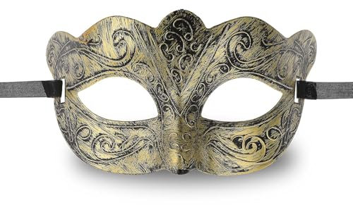 Gjinxi Venezianische Maske Maskerade Party Augenmaske Damen Gesichtsmaske Elegante Herren Masken Kostüm mit Retro-Muster Klassische Zorrostyle Masken für Kostümball/Halloween/Party/Maskenball(Gold)