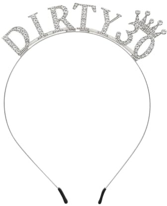 JIHUOO Dirty Stirnband zum 30. Geburtstag Krone Tiara Stirnband Glänzende Strass Kopfbedeckung Funkelnde Prinzessin Kopfbedeckung Sparkly Haarschmuck für Frauen