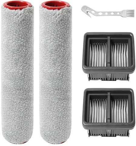 DianSung Pièces de rechange pour Dreame H12 Pro FlexReach / H15 Pro pour aspirateur eau et poussière, ensemble d'accessoires 2 rouleaux de brosse, 2 filtres et 1 brosse de nettoyage