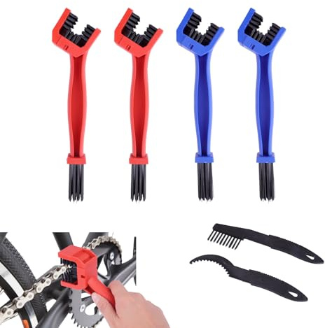 Wvxilyr 4 Stück Kettenreinigungsbürste Set,Reinigungsset für Motorradkette, Motorradkettenbürste, Kettenreiniger Bürste mit Ergonomischem Griff für die Effektive Reinigung von Fahrrad, Motorrad