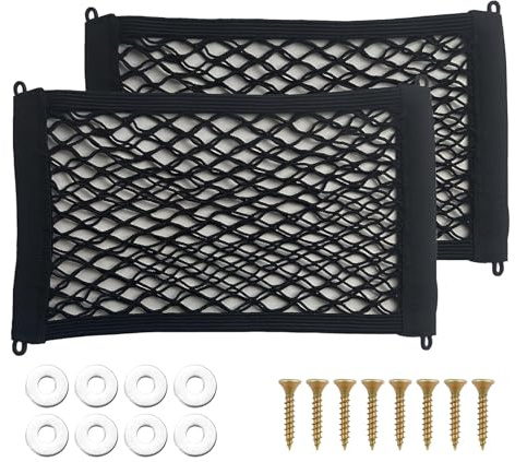 Red de Almacenamiento para Coche, 2 Piezas de 35x20 cm, Doble Malla Fina para Organizador de Maletero, Accesorios Prácticos y Resistente