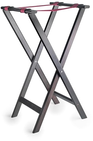Lacor - 61869 - Soporte para Bandejas Sylva, Madera de Abedul, 43,5 x 46 x 82 cm, 100% Plegable, Arandelas Ajustables, Pies Antideslizantes para Mayor Estabilidad, Negro