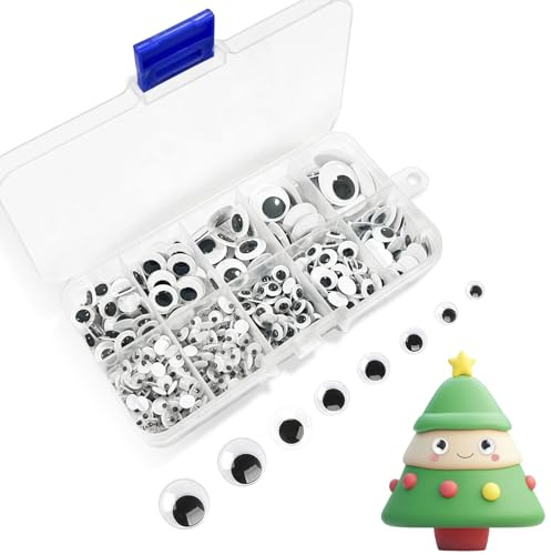 Wanheart 600PCS Googly Eyes Self Adhesive - 5mm-18mm | for DIY Scrapbooking,Doll,Toys,Art Craft Supplies