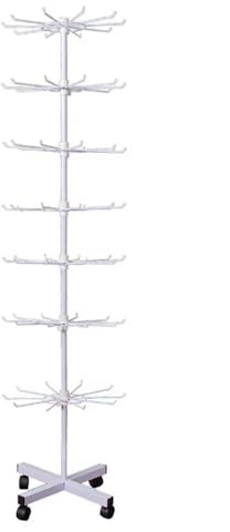 NEWFUN Verkaufsständer, Drehständer, 7-Stöckiges Verkaufsständer Drehbar, Drehständer Mit 70x Haken Aus Metall, 160 cm Schwarz, Für Schmuck, Socken, Hüte, Verkaufsveranstaltungen (White)