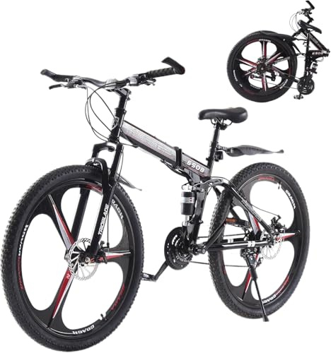 LSLIFE 27,5 Zoll Klappfahrrad 21 Geschwindigkeit Professioneller Karosserie Aluminiumrahme Doppelscheiben Bremse Vorderaufhängung Männer/Damen Mountainbike