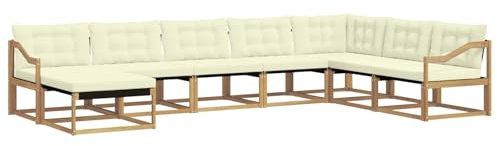 vidaXL Outdoor-Sofagarnitur mit Kissen 8 pcs Weiß und Creme, Moderne Garten-Sofa-Set, robuster Akazienholz, Bequeme Liege, stilvolle Freizeitmöbel für draußen