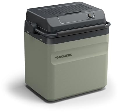 Dometic DTE26 Thermo Elektrische Kühlbox 26L - Kühlt und Wärmt | Leicht und kompakt - Stahlgriff mit weicher Schaumstoffpolsterung - Übersichtliches Bedienfeld - Deckel bleibt offen