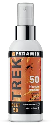 Pyramid Trek 50 Mosquito & Insect Repellent 50% DEET 6 Hrs Protection 60ml | Max Strength Mosquito Repellent. Unscented, Fast-Drying. For Travel, Trekking, Camping & Festivals. 0.08kg. Made for Age 12+