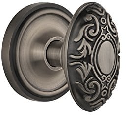 Nostalgic Warehouse Classic Rosette with Victorian Door Knob, Privacy - 2.375, Antique Pewter