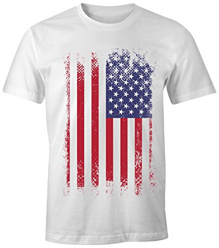 MoonWorks Herren T-Shirt - Amerika Flagge USA Flag United States of America - Comfort Fit weiß M