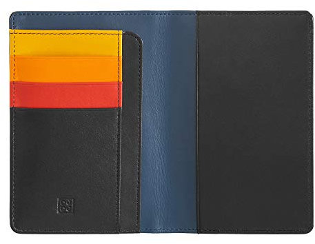 DUDU Porta passaporto pelle e carte di credito RFID multicolore Nero