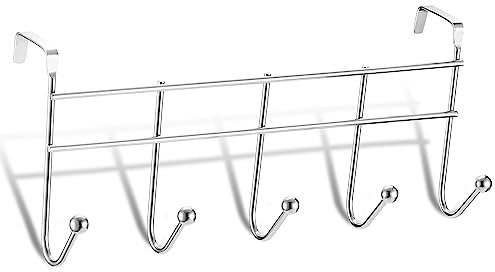 Sturdy Space Saver Over Door Hook Hanger Rack - Organise Bedroom, Bathroom, Closets - Hang Shirts, Coats, Towels, Robes, Hats