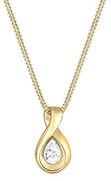 Elli PREMIUM Halskette Damen Infinity mit Zirkonia Steinen Unendlichkeit in 585 Gelbgold