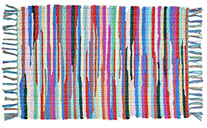 Allure Handmade Rag Rug - Tasselled Multicoloured Chindi Rug for Hallway, Bedroom, Living Room (50 x 80cm)